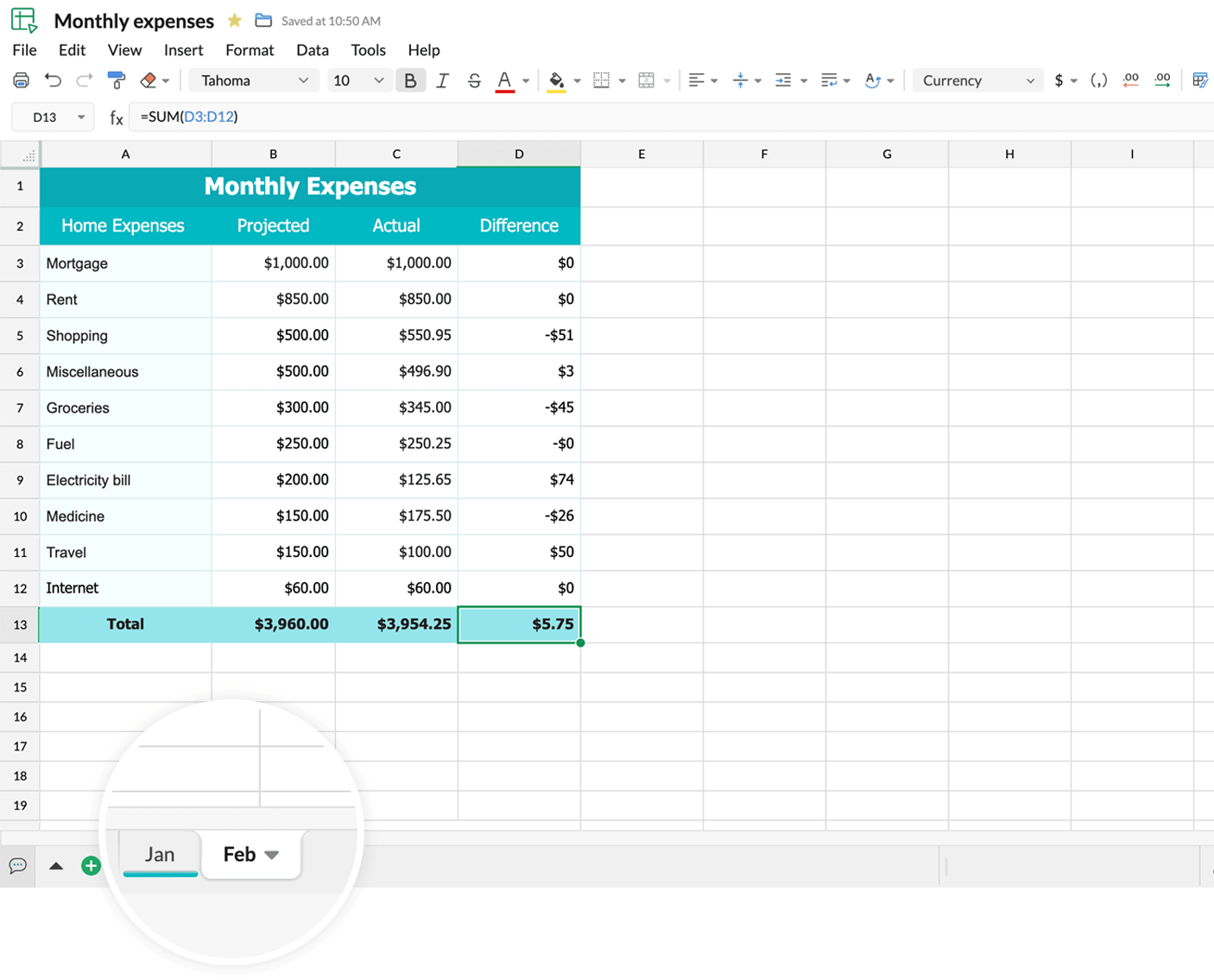 Spreadsheet nomenclature
