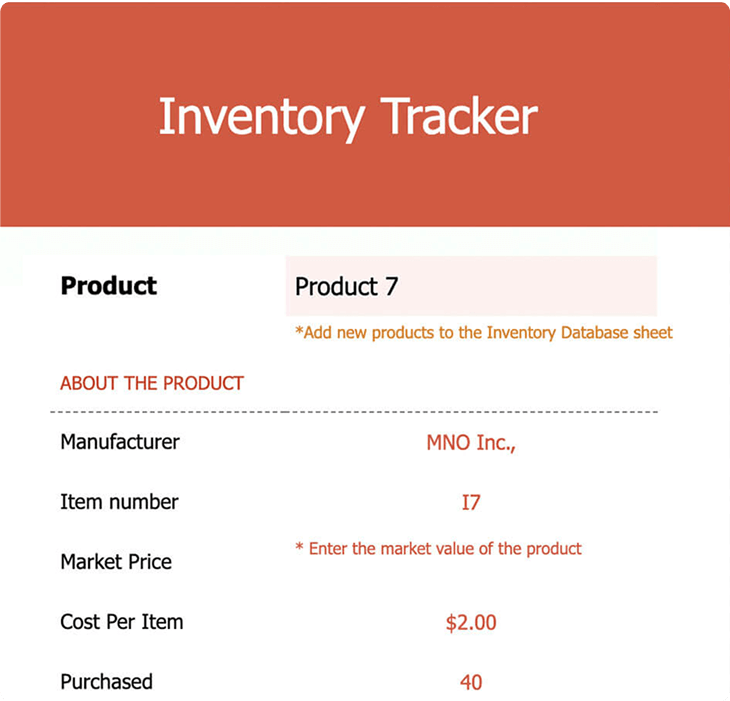 Inventory Tracker template preview