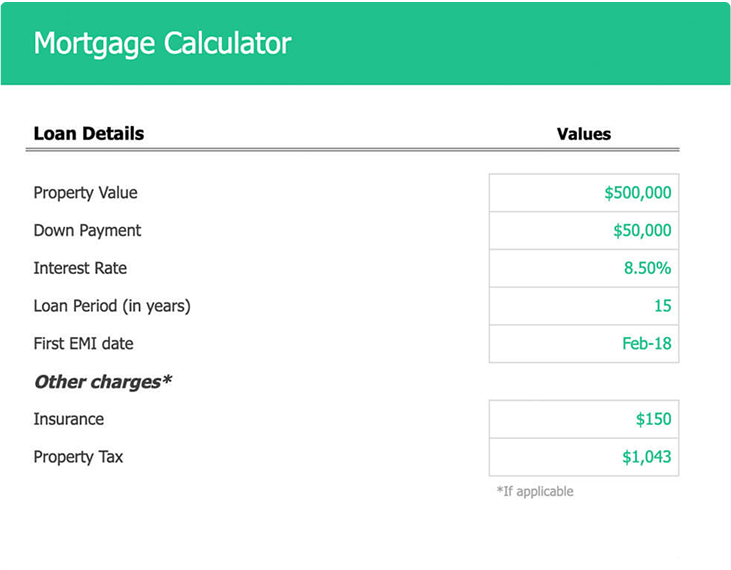 Mortgage Calculator template preview