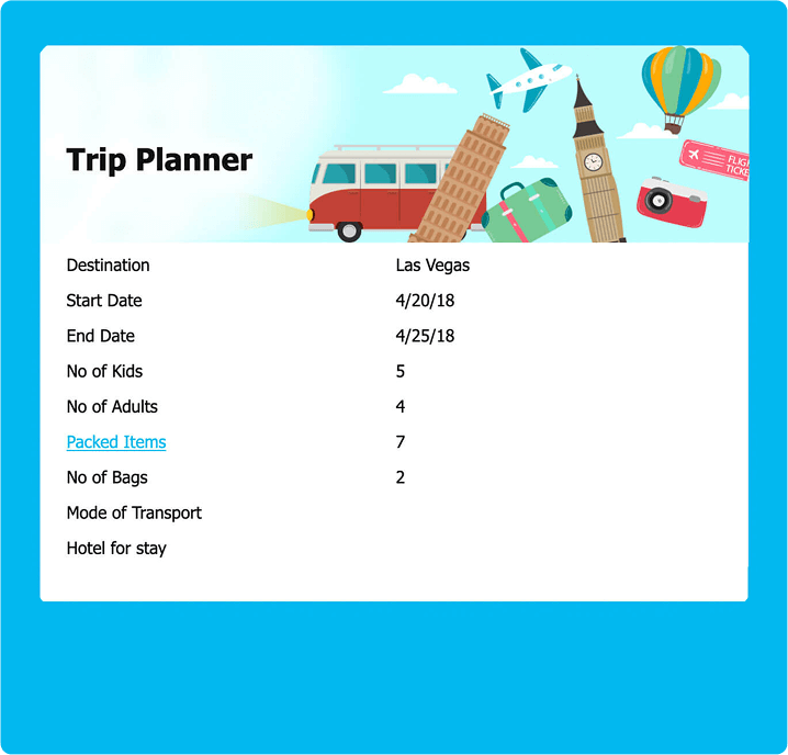 Trip Planner template preview