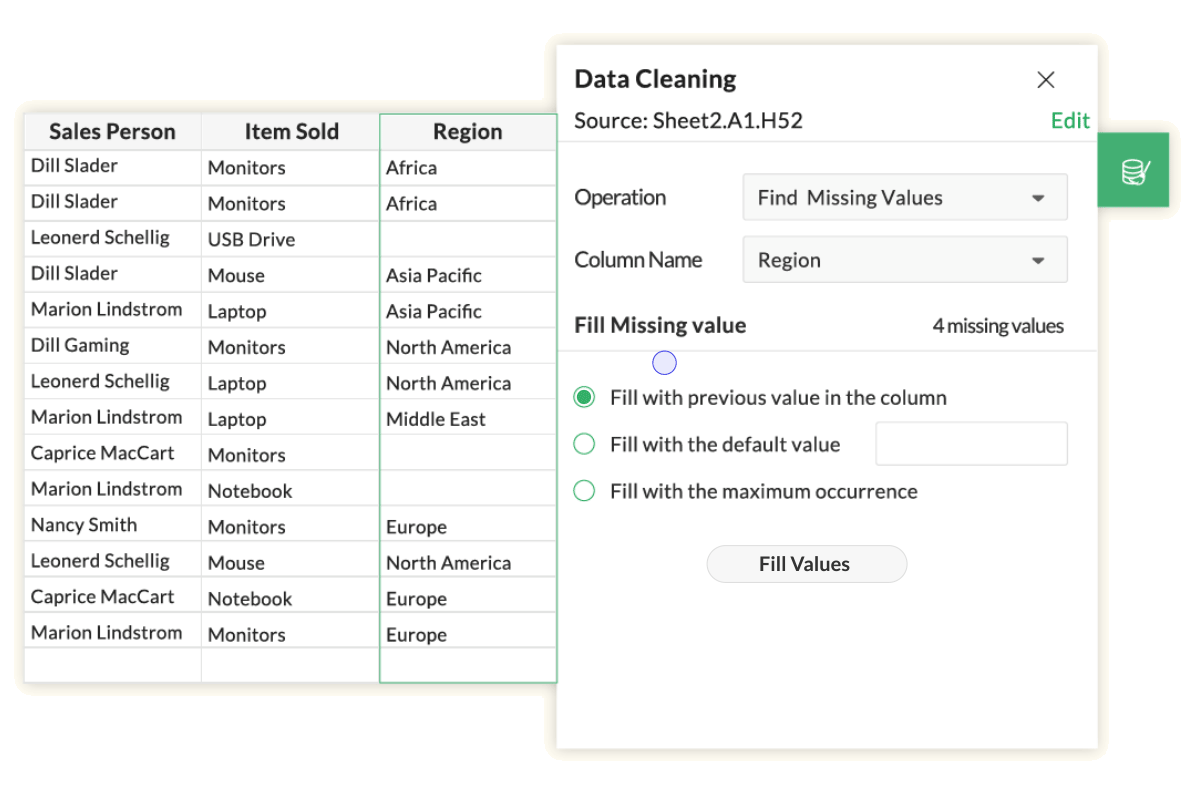 Inserisci i valori mancanti casuali nei fogli di calcolo
