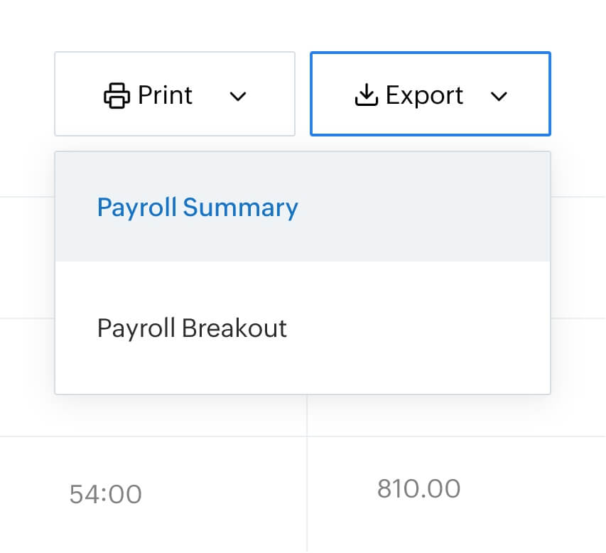 Easily export payroll