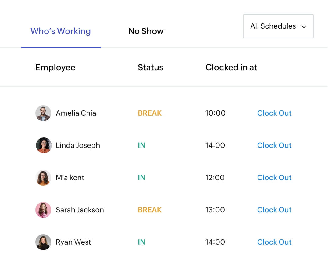 Track attendance throughout the workday