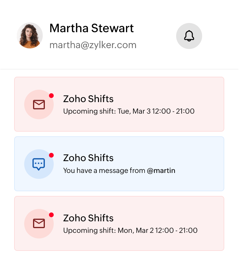 Instant notifications for shift changes