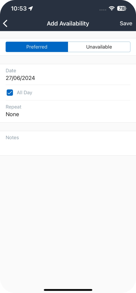 Set your availability status
