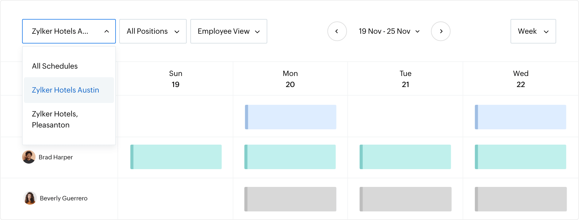 Seamlessly create schedules across multiple branches
