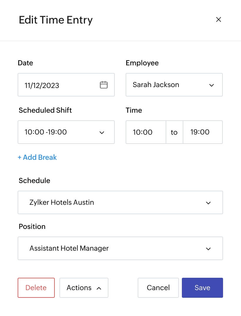 Edit employee timesheets
