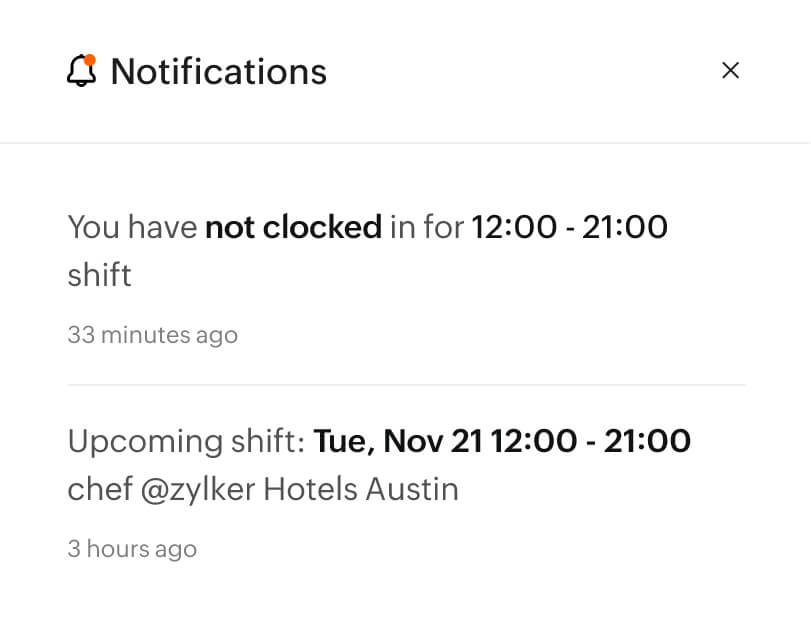 Notify about any missed punch-ins