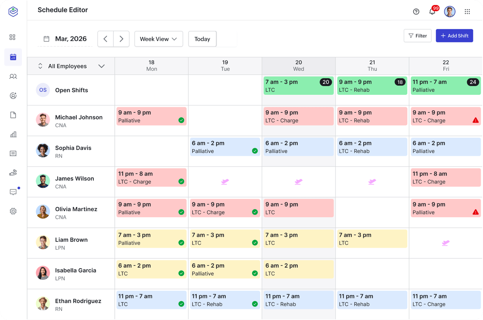 Schedule dashboard