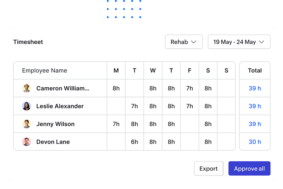 Time and attendance preview