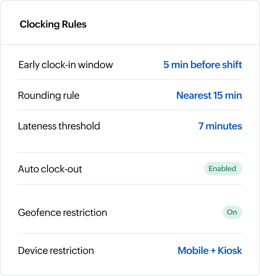 Clocking rules