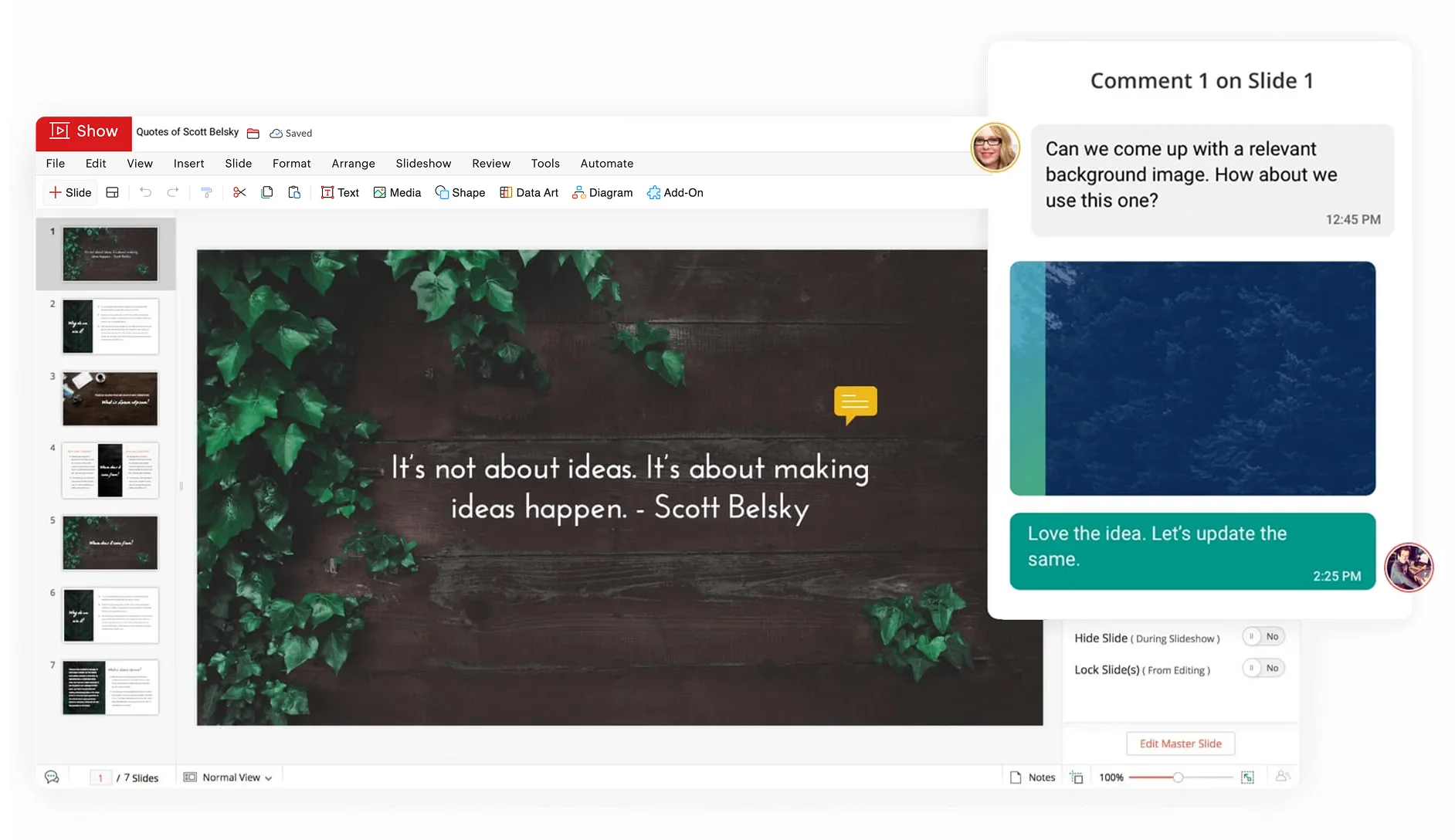 Show Comment and Collaboration