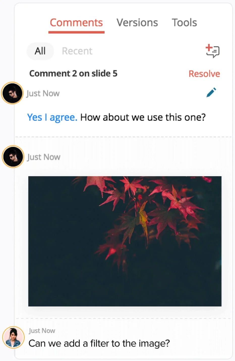 Add images to your comments