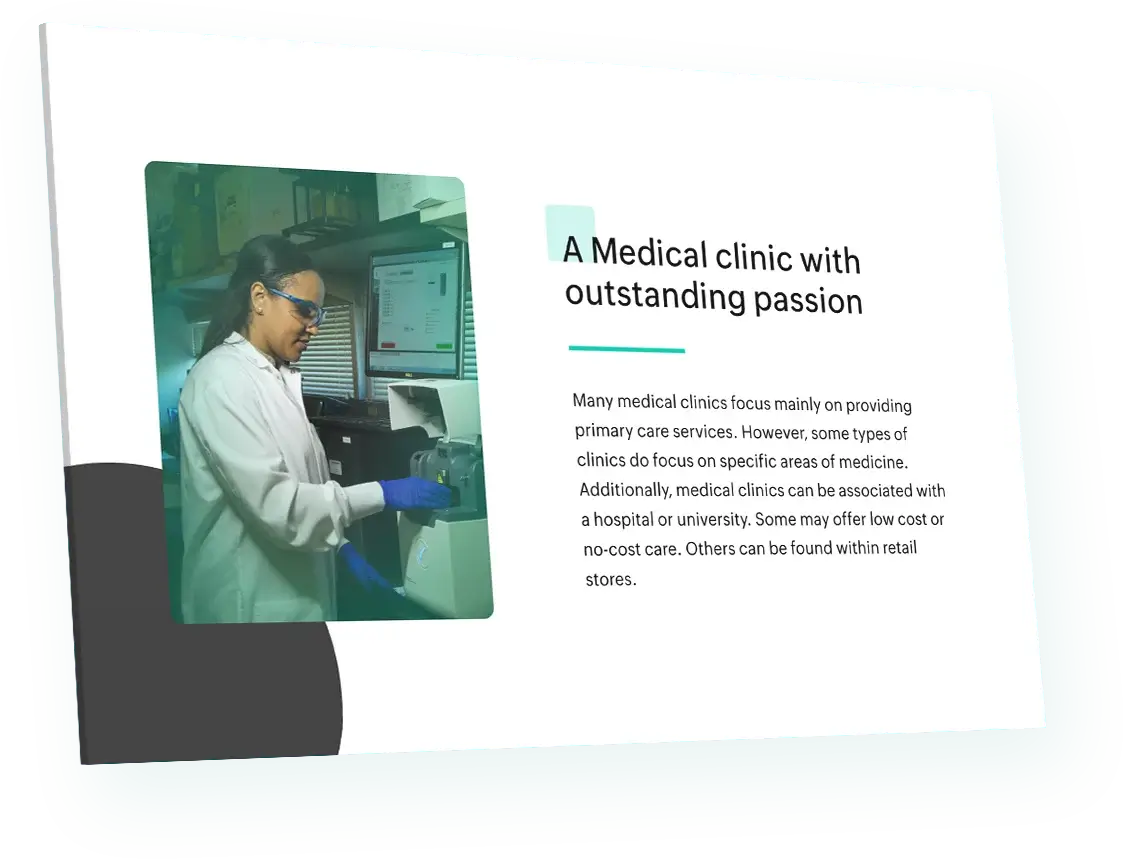 Picture with content slide of a healthcare presentation