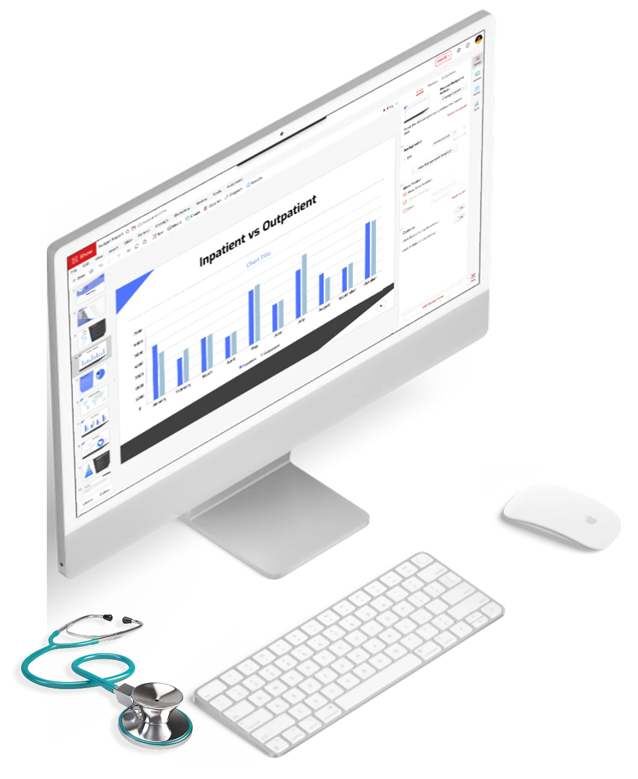 Healthcare report being edited using Zoho Show