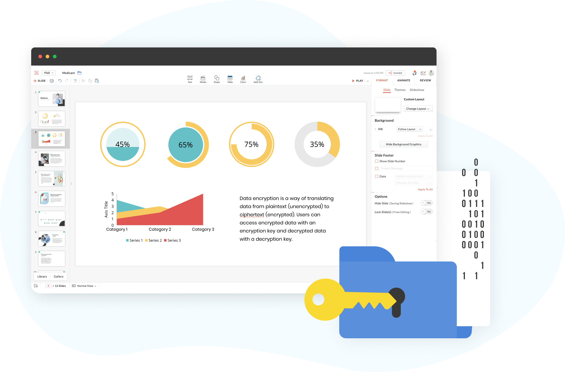 Zoho Show slide with data encrytion featured
