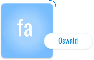 Font icon in a shade of blue with Oswald font displayed