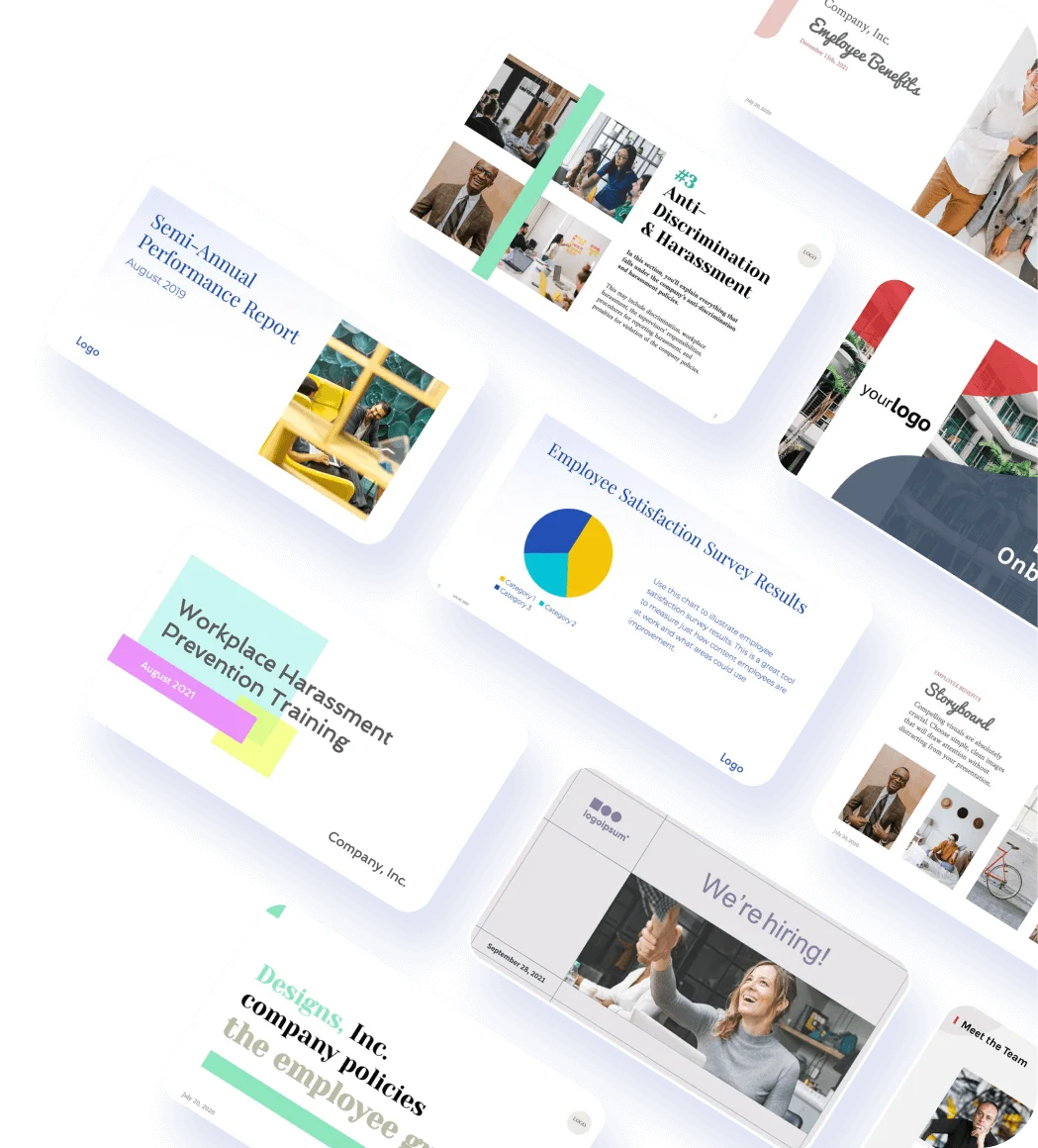Overview of HR and recruitment presentation templates available in Zoho Show