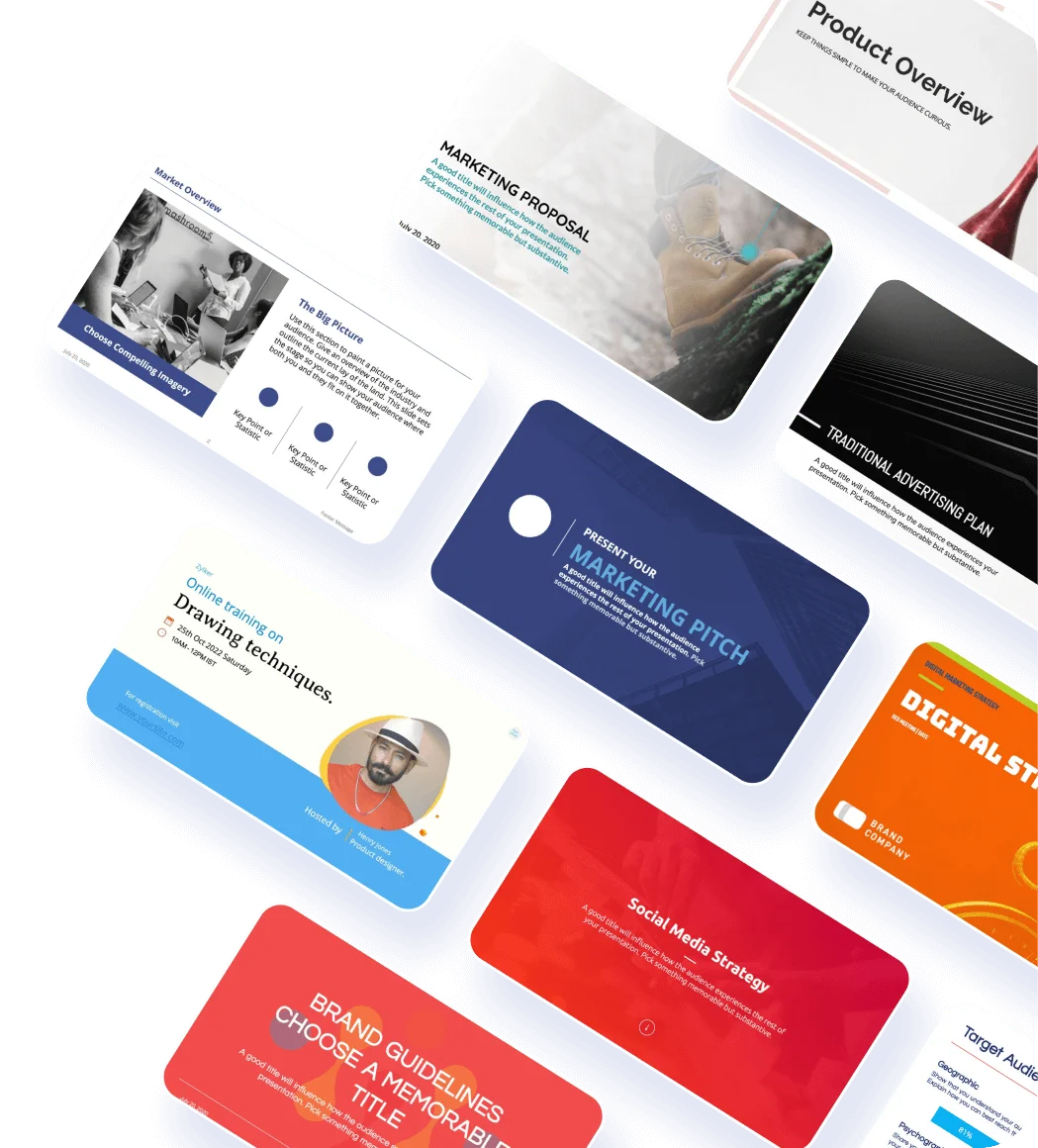 Overview of marketing presentation templates available in Zoho Show