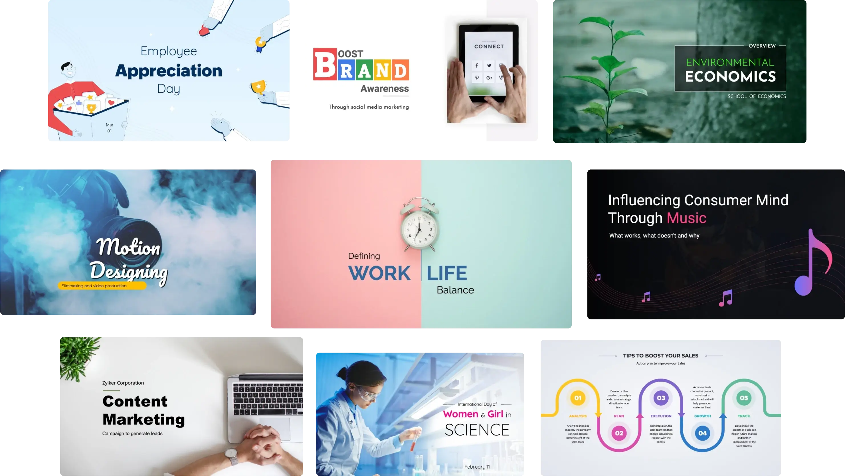 A list of Zoho Show slide templates