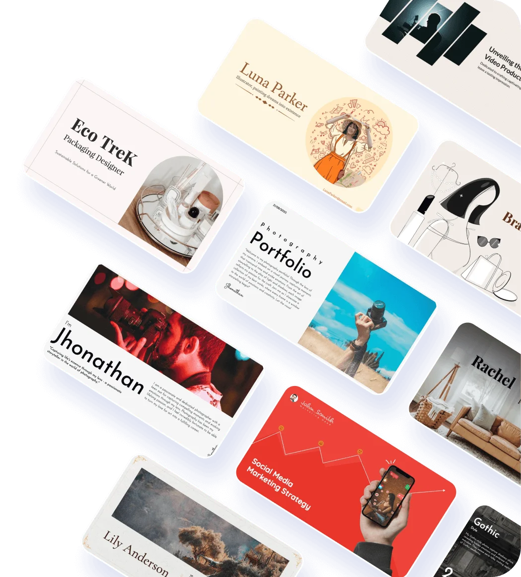 Overview of portfolio presentation templates available in Zoho Show