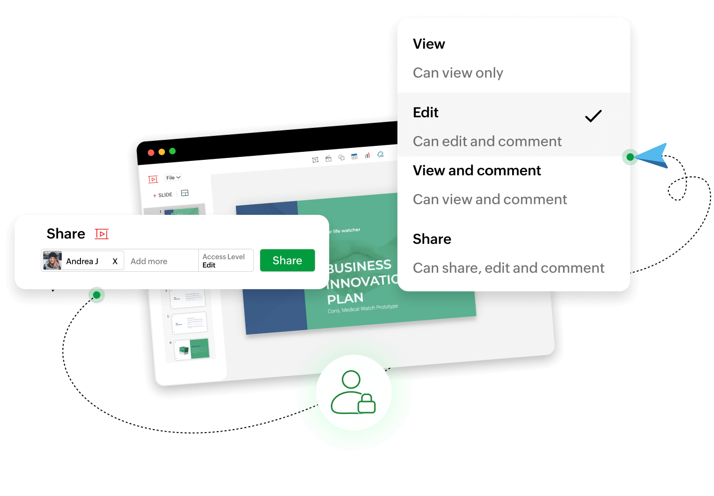 Sharing a presentation with a colleague with Edit access