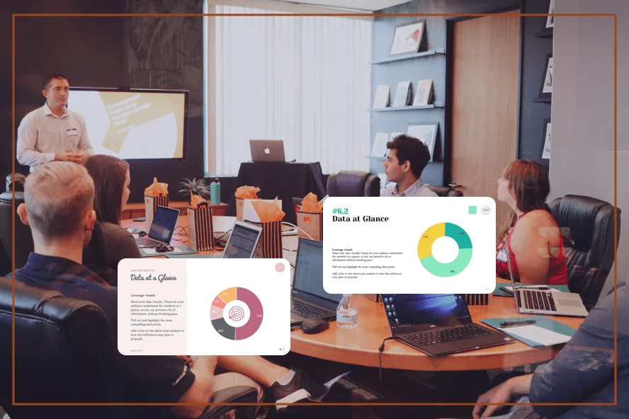 A group of team members discussing HR related data in a team meeting