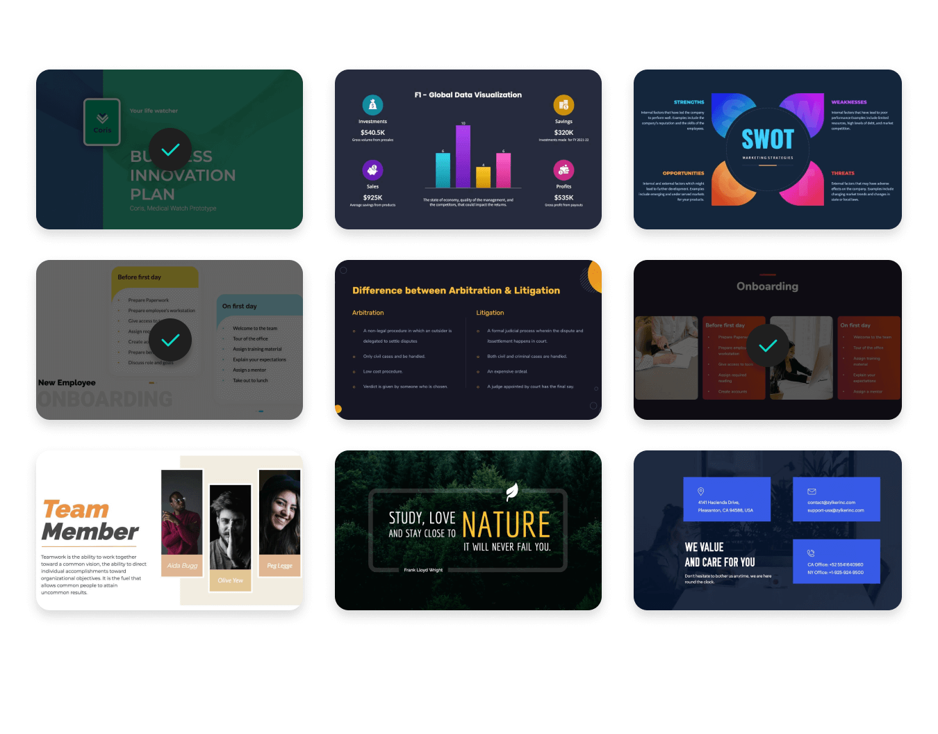 Show's slide templates