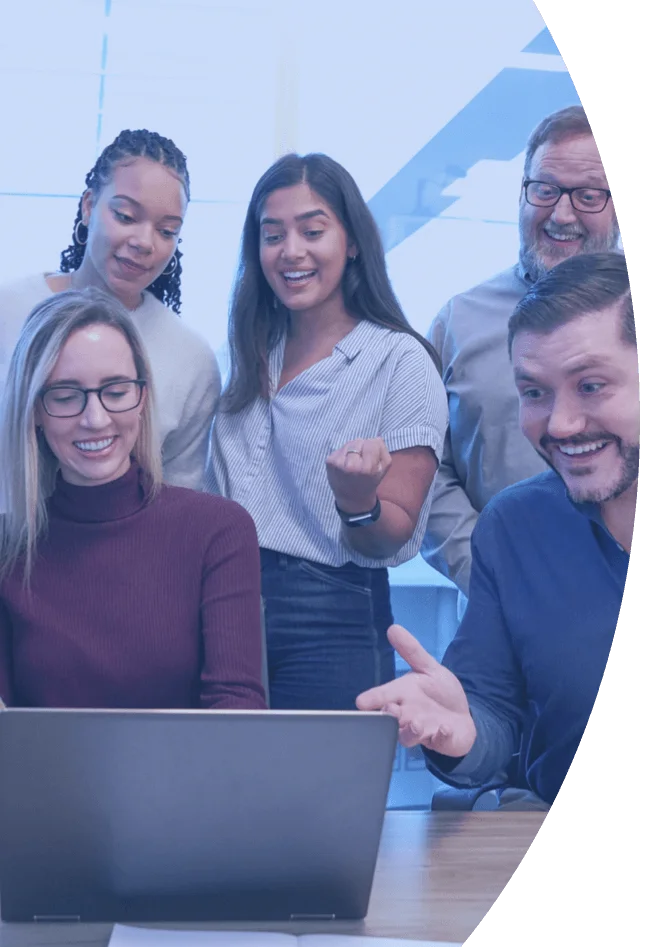 A group of team mates involved in an onboarding process