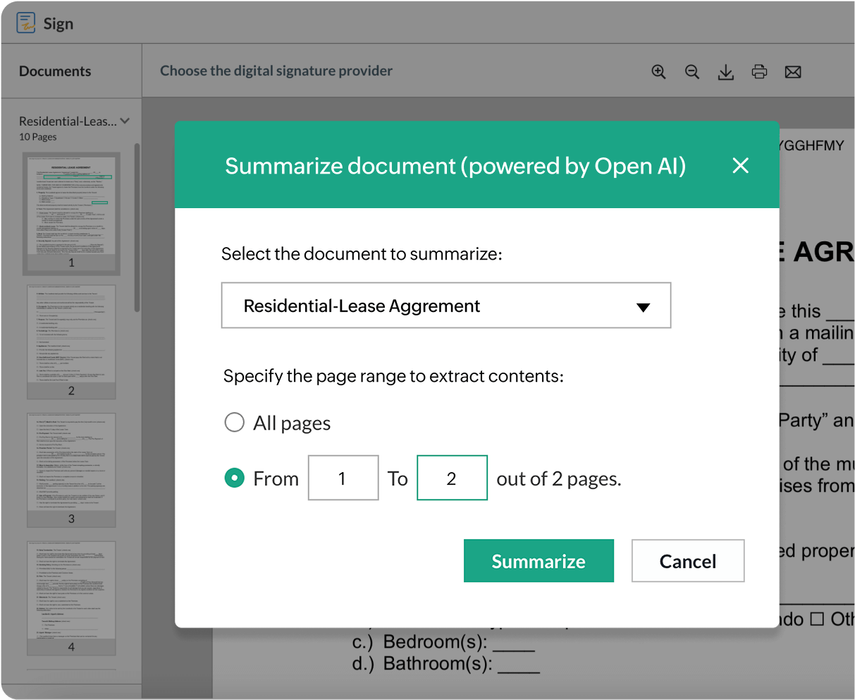 Contextual document summarization with Zia