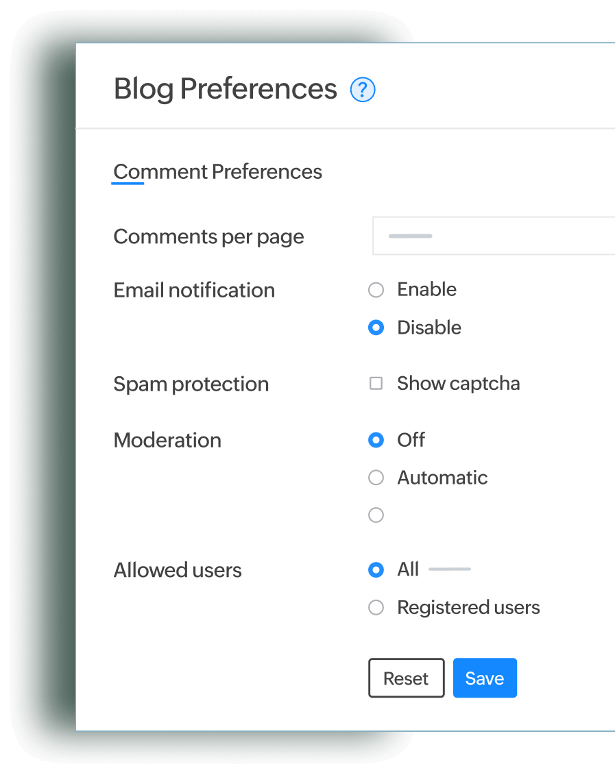 Comment settings