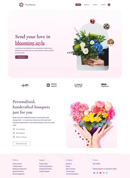 True Blooms flower shop website template