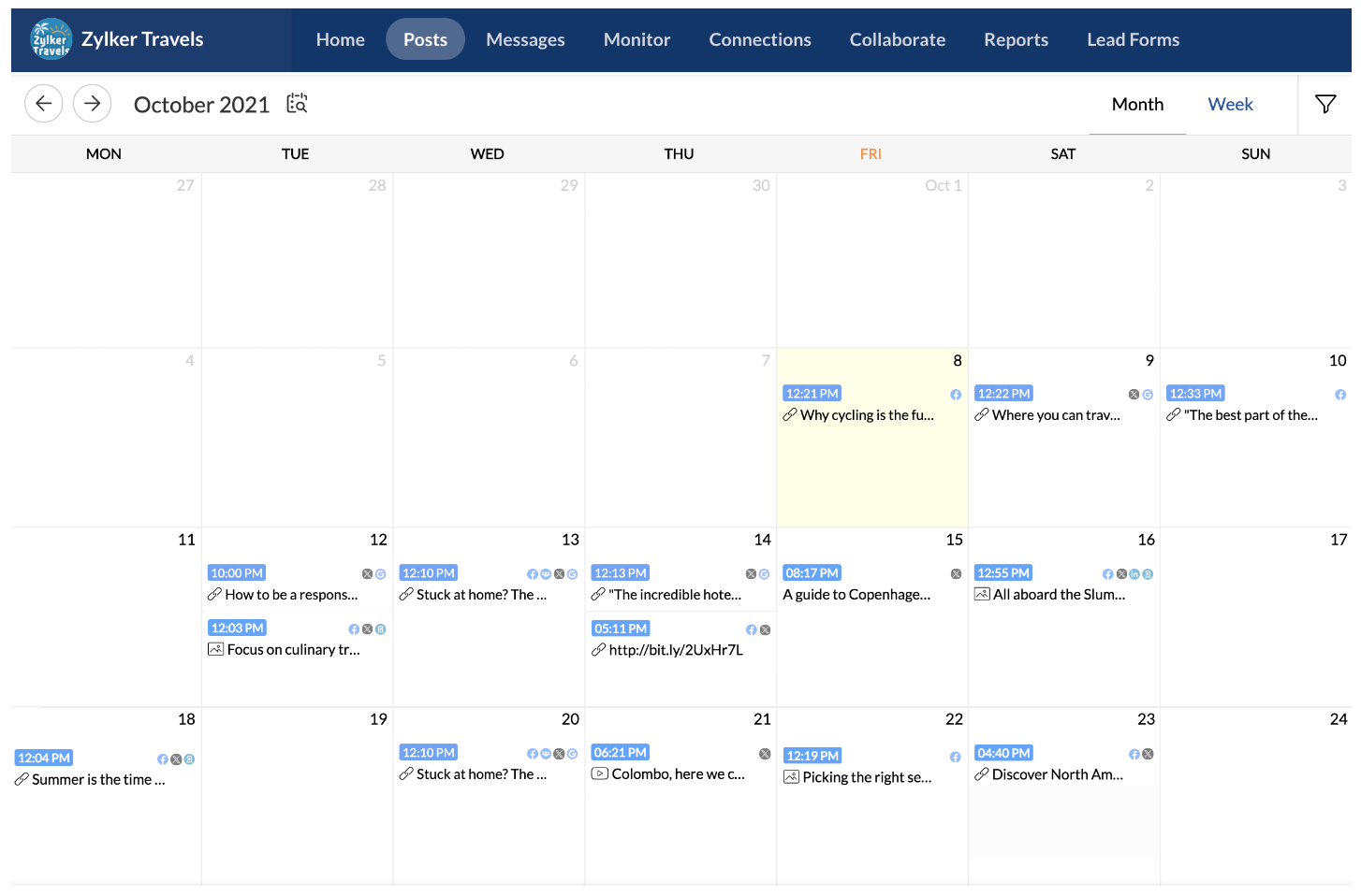 Content calendar dashboard