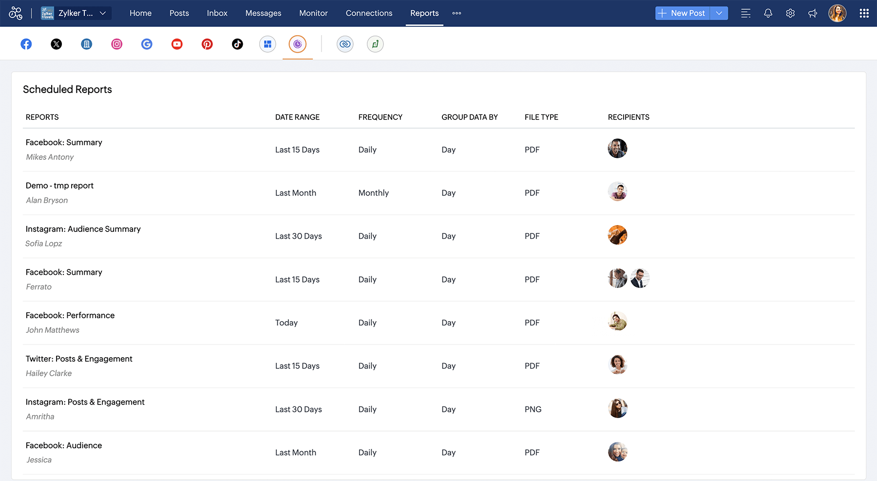 Customize date-ranges for each report