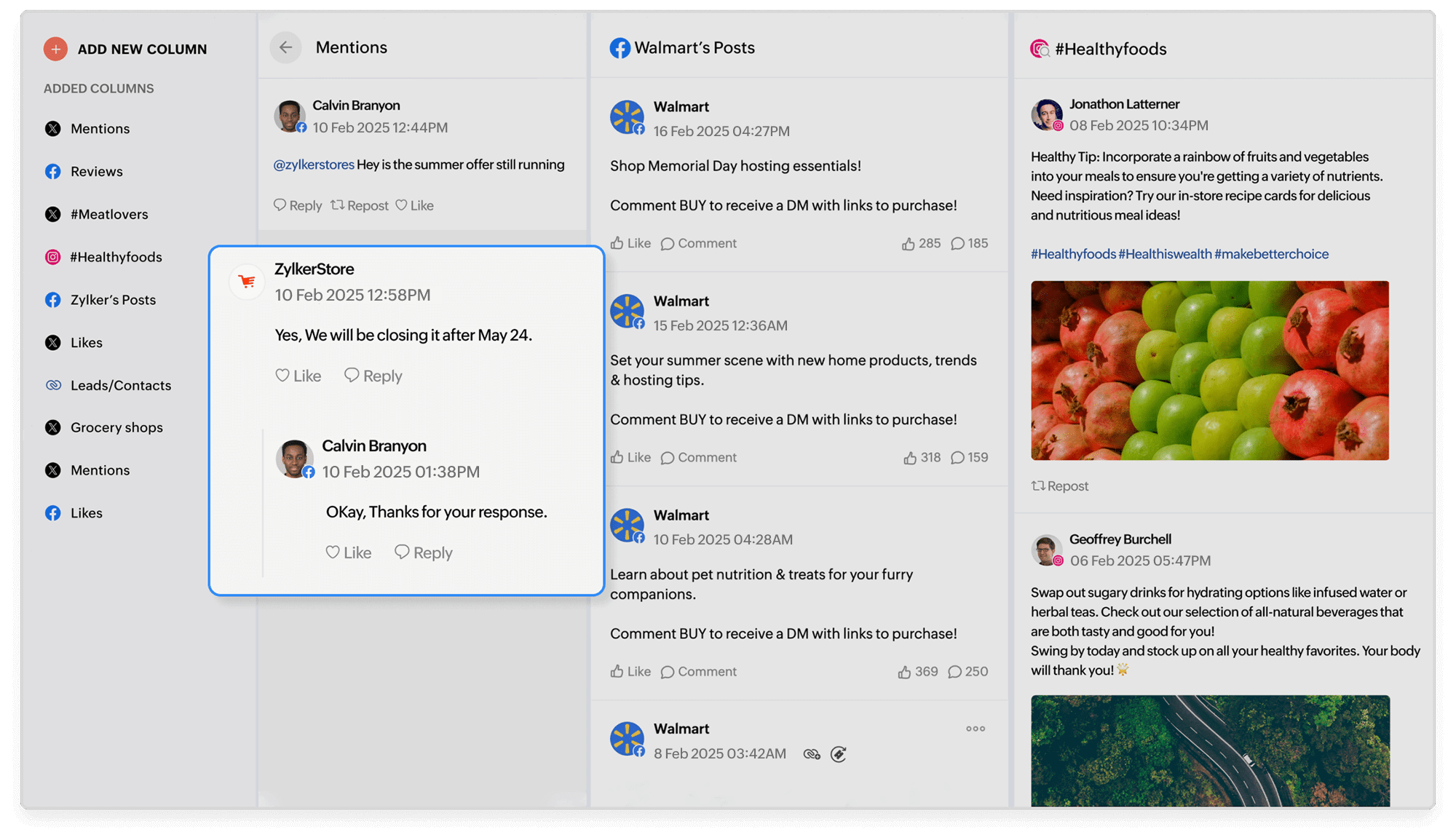 Zoho Social custom feeds.