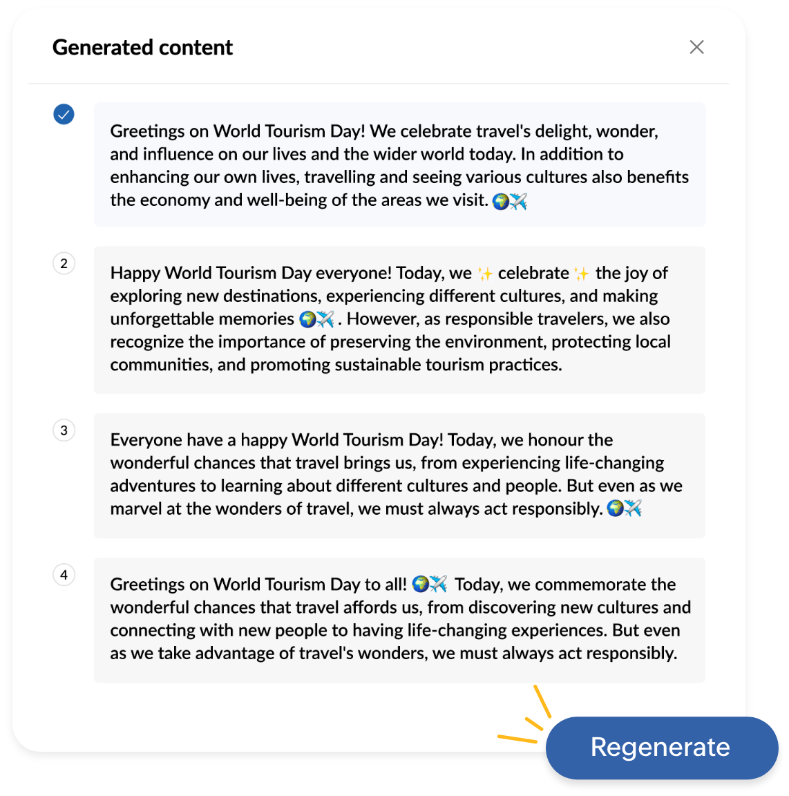 Reiterate generate content