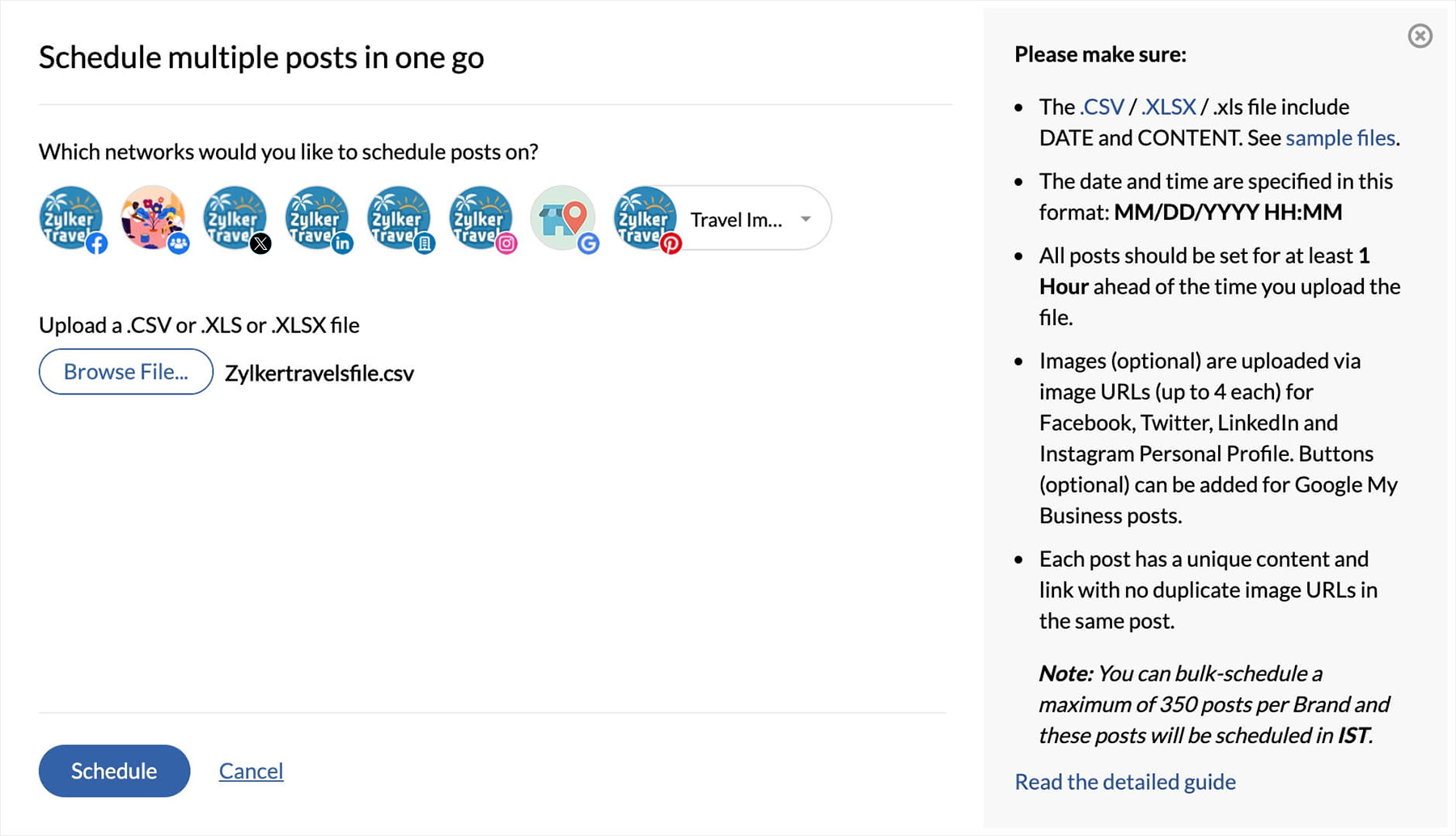 bulk scheduling dashboard