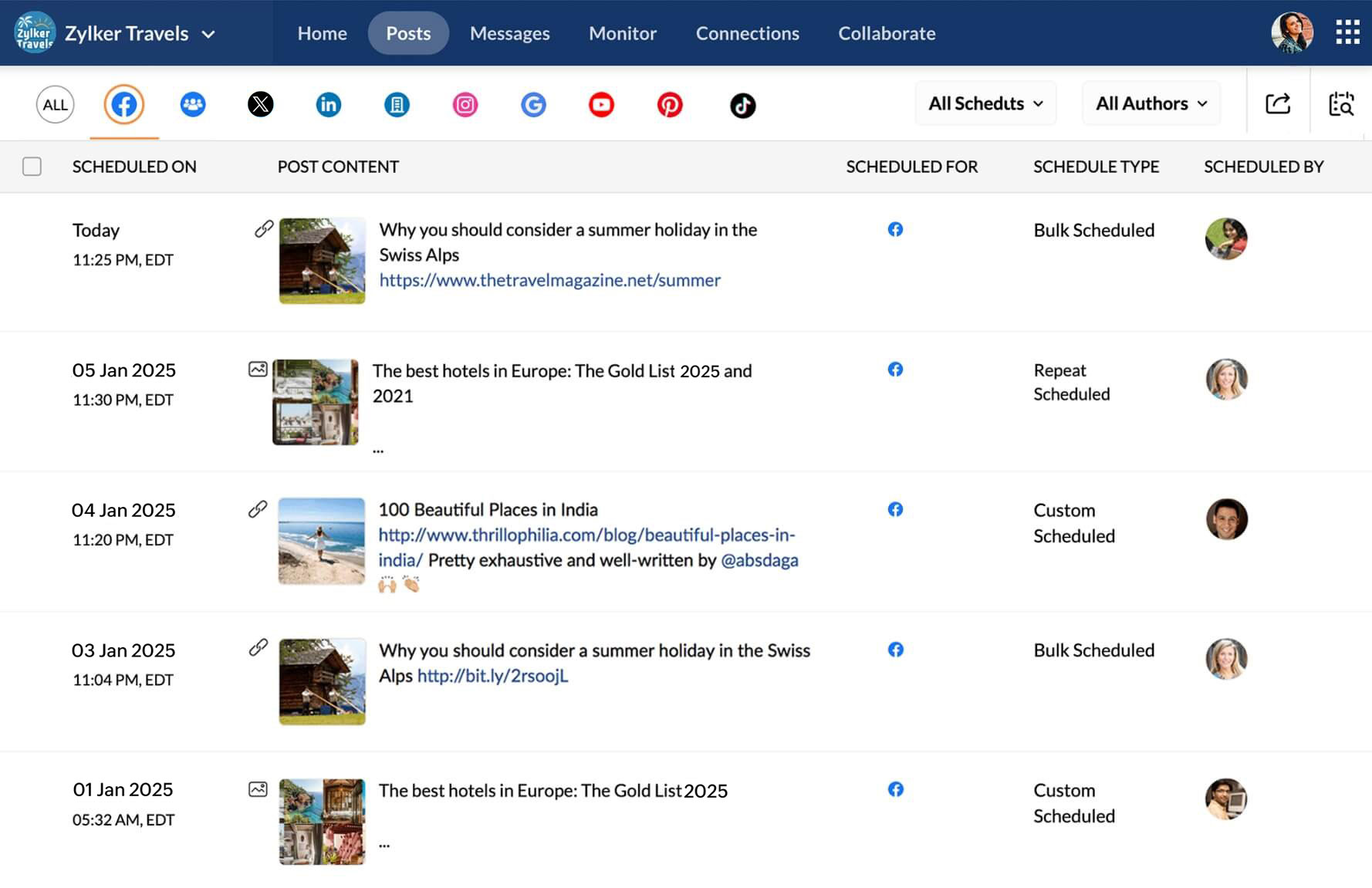 Schedule track dashboard