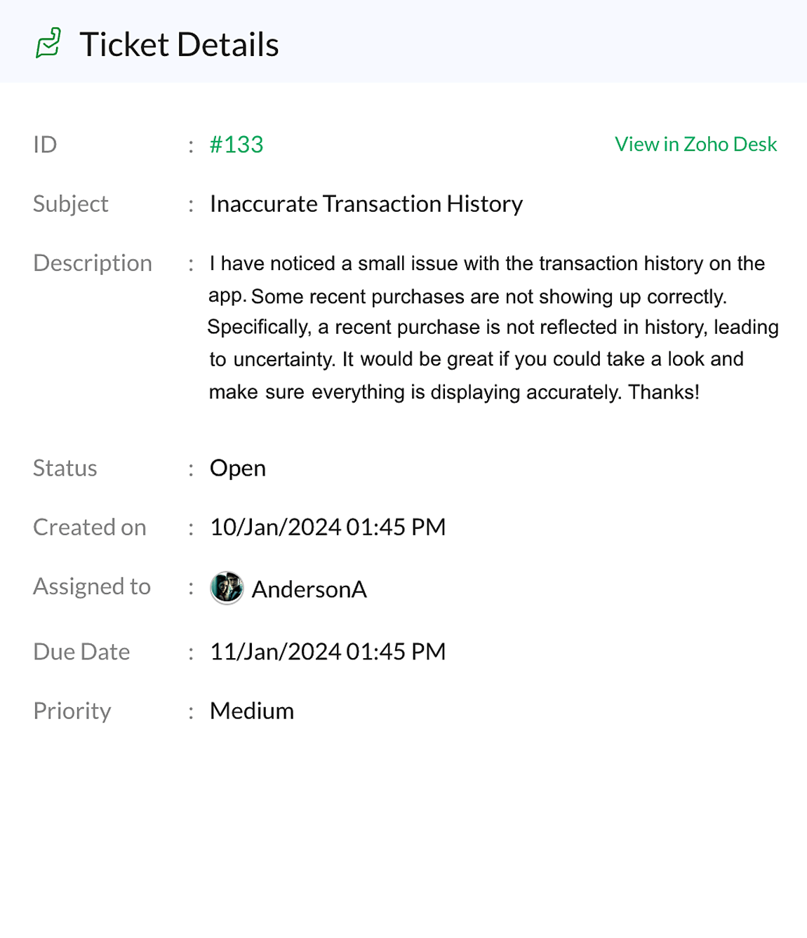 View ticket details