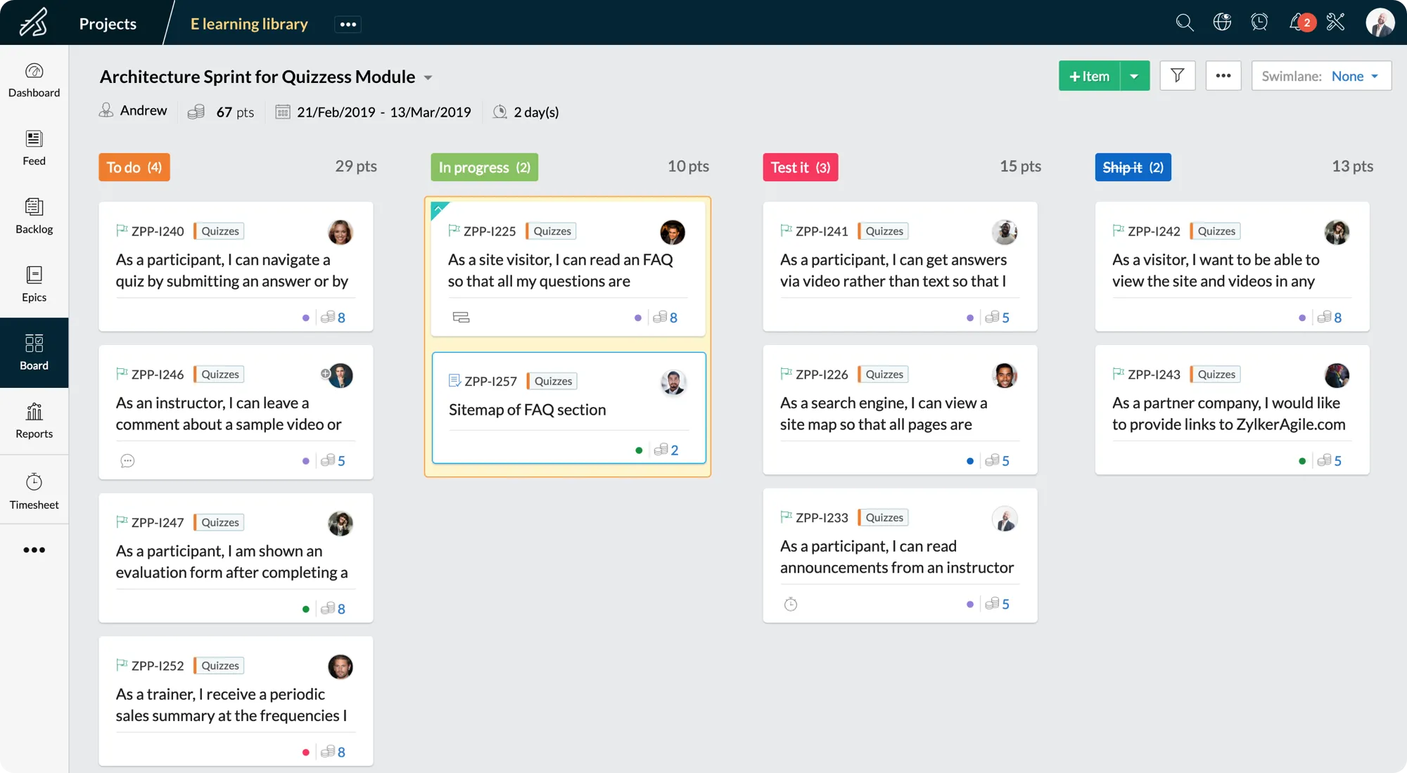 Online scrum board 