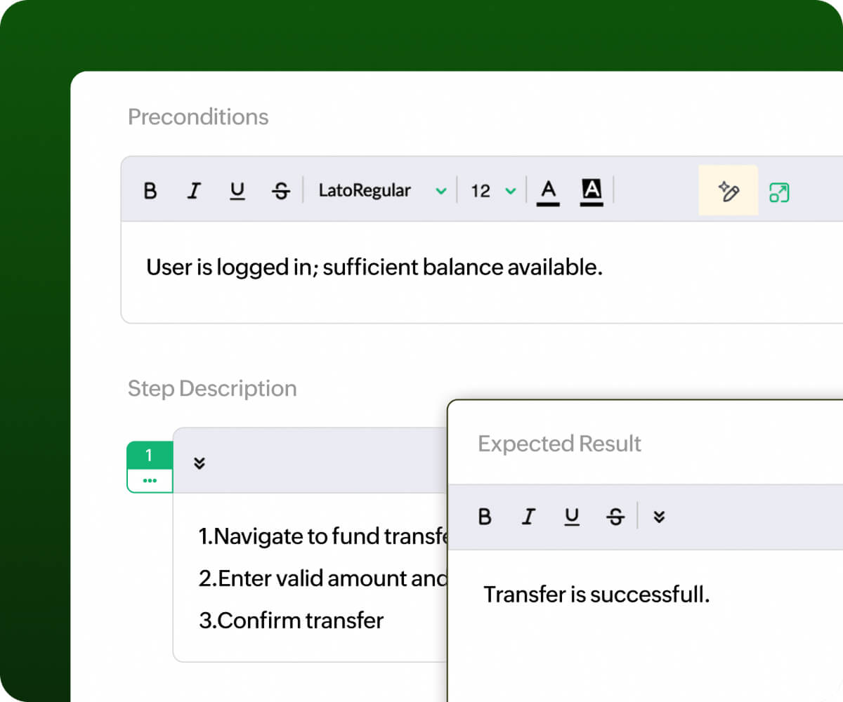Preconditions and Steps