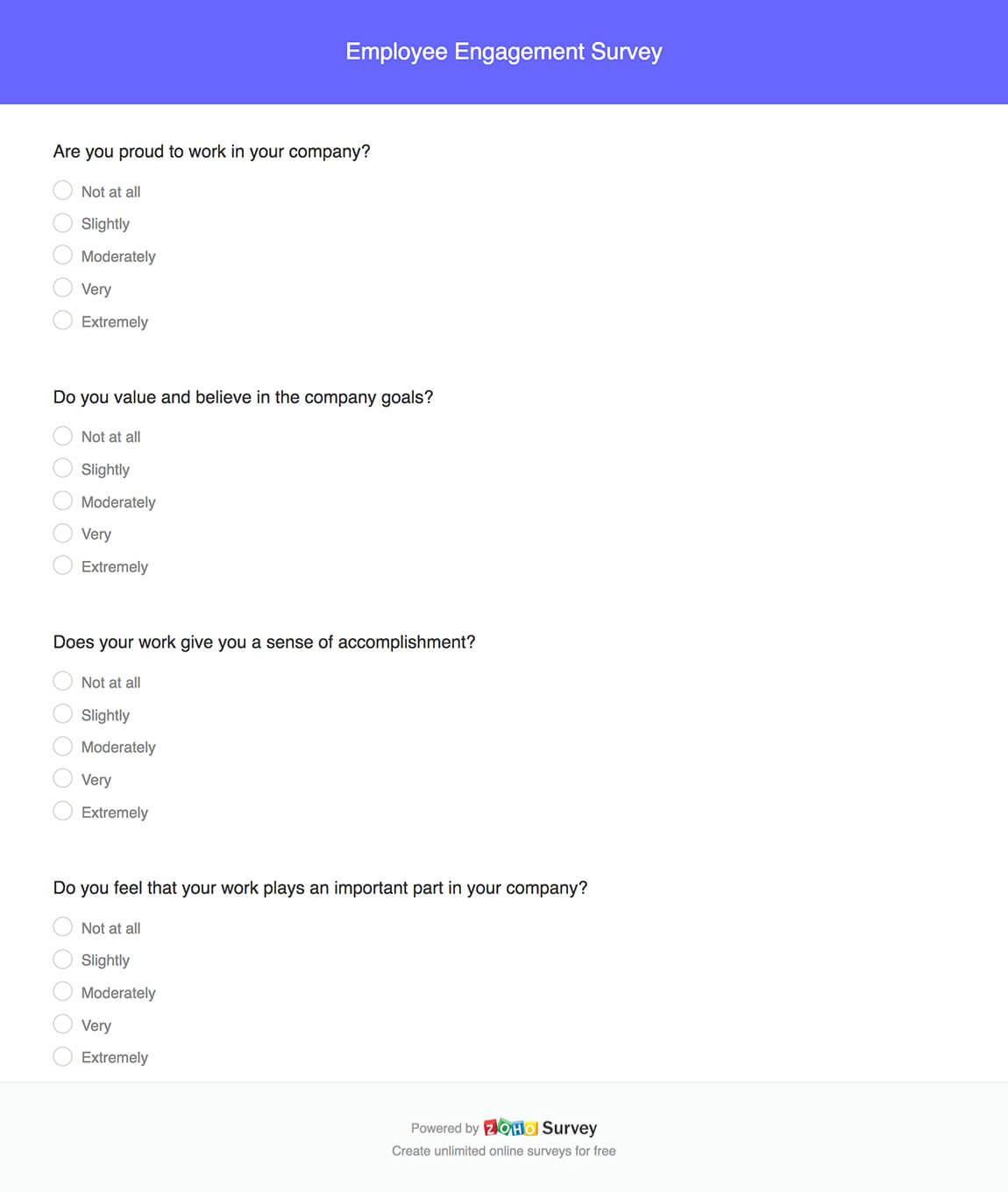 employee engagement survey questionnaire template