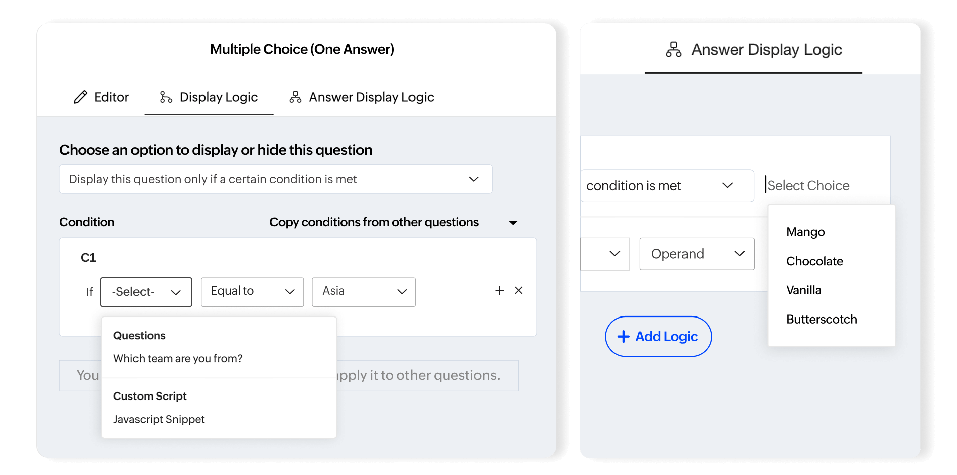 Diverse survey logic