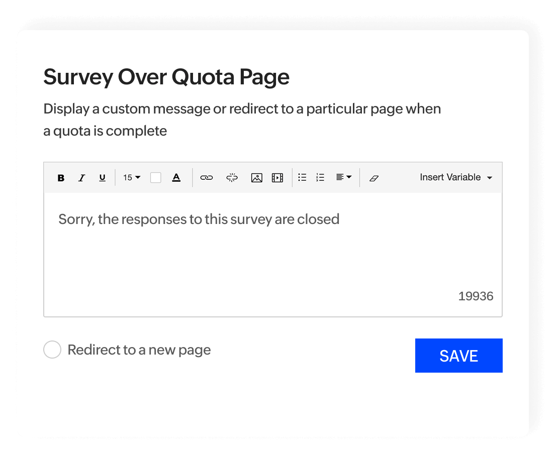 Survey over quota page
