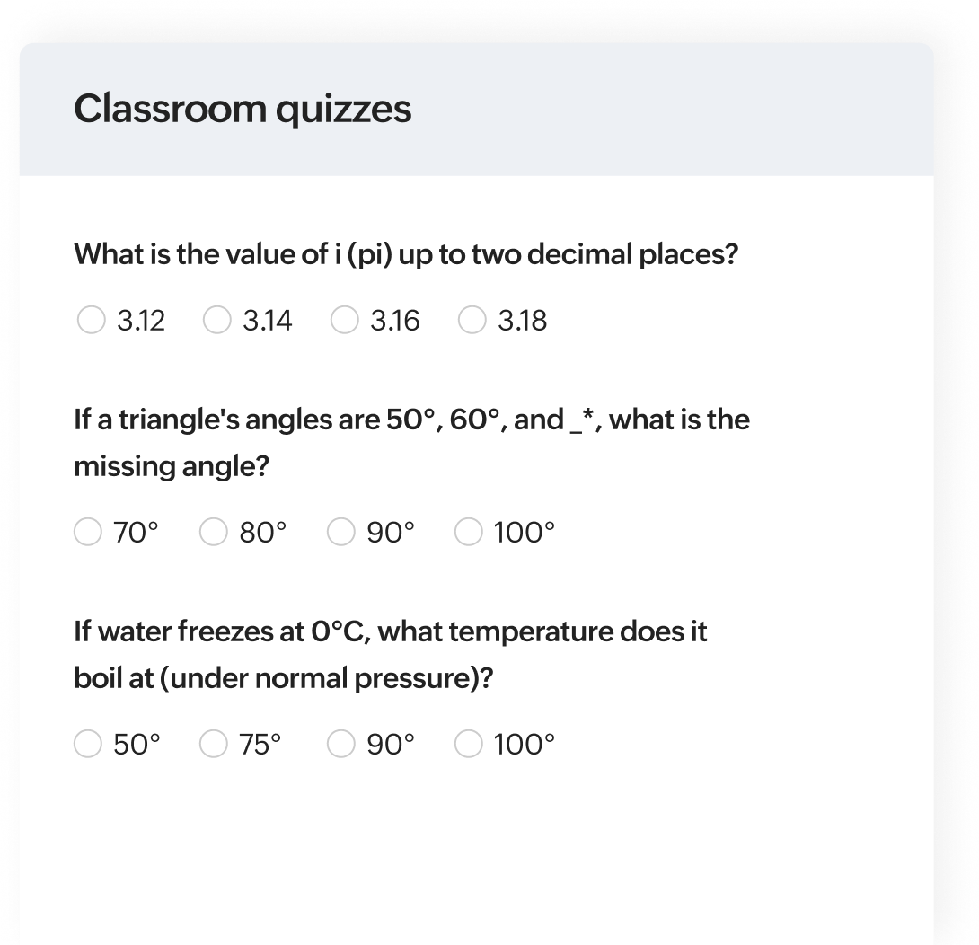 Classroom quizzes