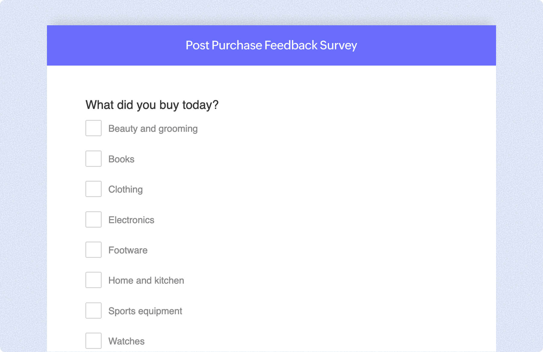 post-purchase survey template