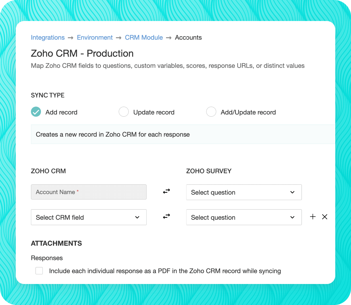 Connect Zoho Survey with Zoho CRM