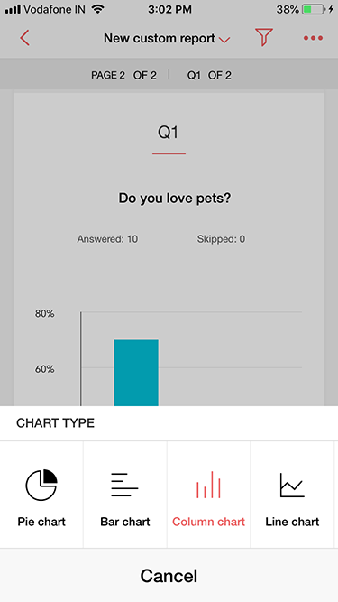 Zoho Survey iOS app chart types