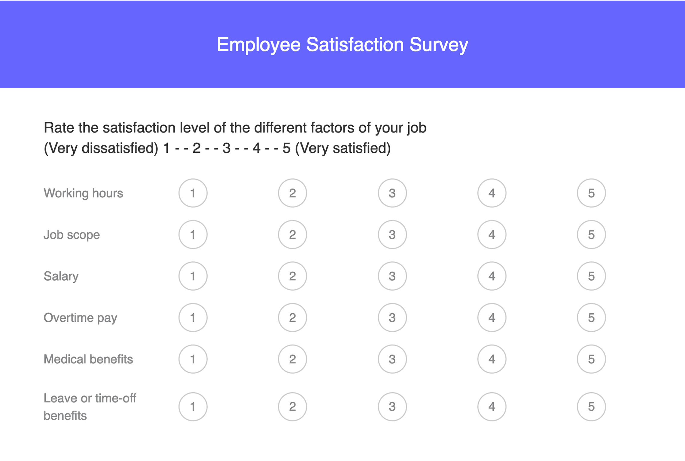 Employee satisfaction survey template preview