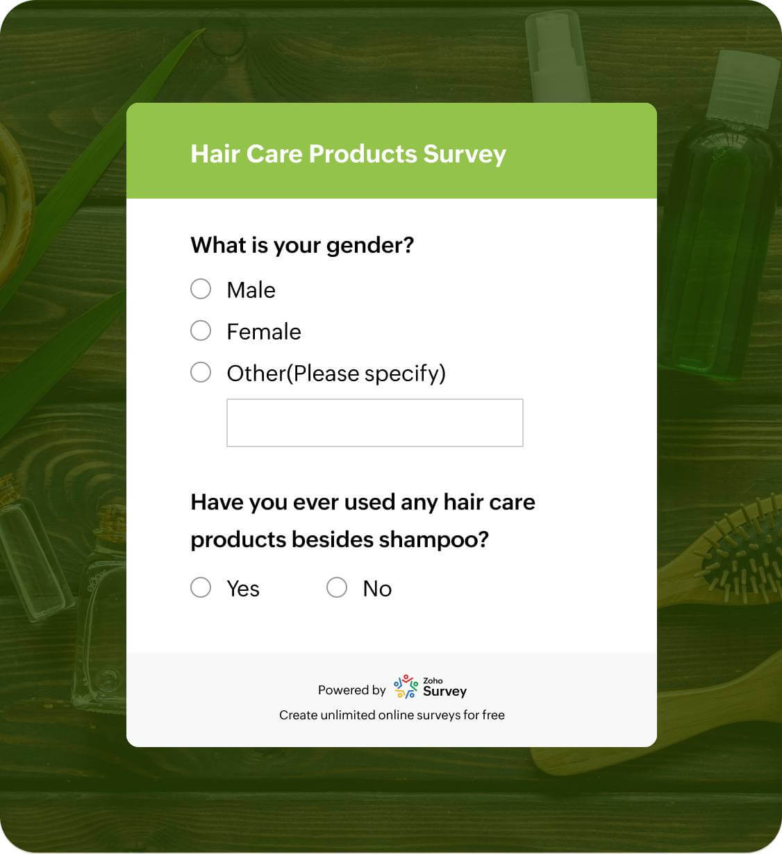 Hair care products survey questionnaire template